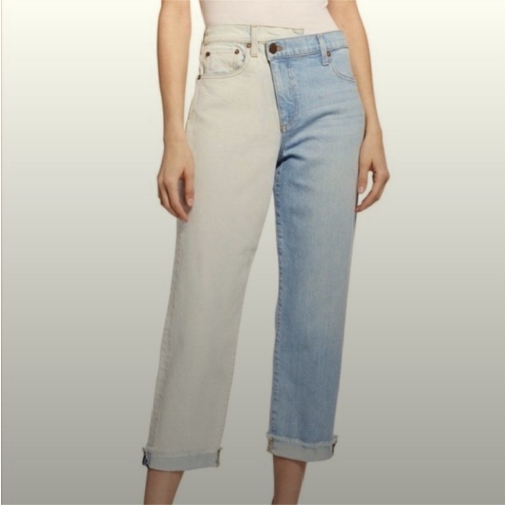 Alice & Olivia Jeans Boyfriend Jeans Two Tone Blue